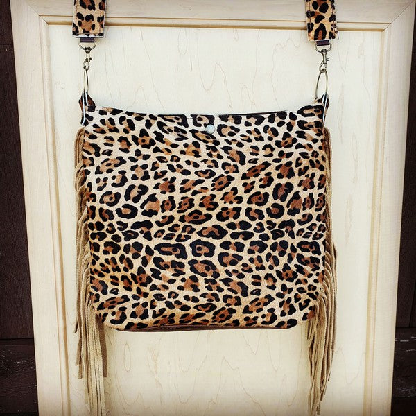 Leopard + Fringe Bag