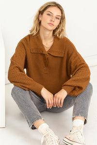 Instant Winner Wide Collar Button Front Sweater