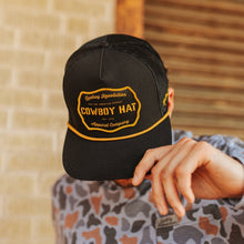 Load image into Gallery viewer, “Cowboy Hat” Patch Rope Trucker Hat - Black