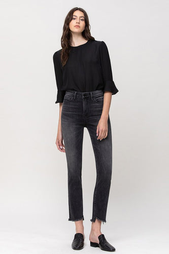 Flying Monkey High Rise Straight Crop with Uneven Hem Details