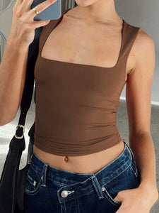 Square Neck Wide Strap Tank