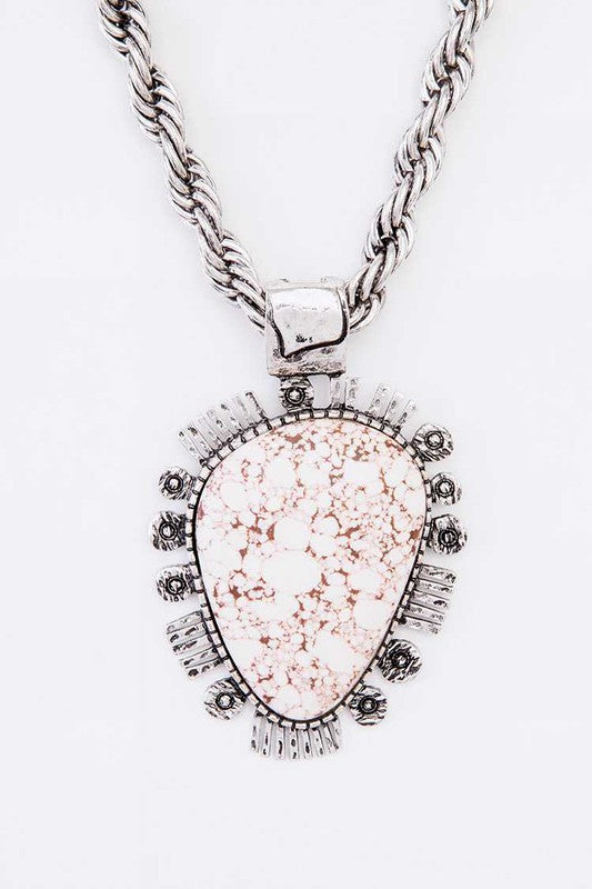 Oversize Stone Pendant Necklace Set