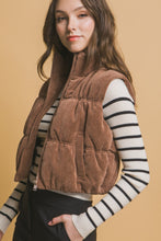 Load image into Gallery viewer, Love Tree Corduroy Zip Up Puffer Vest with Pockets