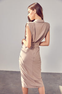 Sara Lee Sleeveless Button Front Tie Dress