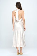 Load image into Gallery viewer, Stay Forever Satin Draped Halter Neck Dress