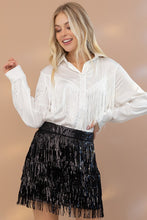 Load image into Gallery viewer, Satin Shirt Blouse with Chevron Fringe