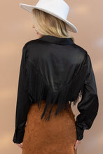 Load image into Gallery viewer, Satin Shirt Blouse with Chevron Fringe