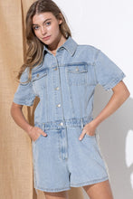 Load image into Gallery viewer, Dolly Washed Denim Overall Romper