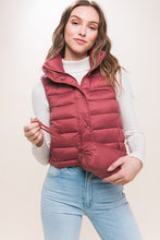 Load image into Gallery viewer, High Neck Zip Up Puffer Vest