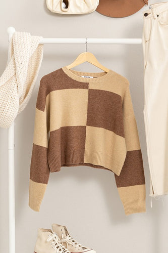 CLUB LONG SLEEVE COLOR-BLOCK SWEATER