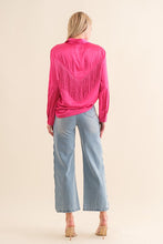 Load image into Gallery viewer, Satin Shirt Blouse with Chevron Fringe