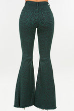 Load image into Gallery viewer, Leopard Bell Bottom Jean in Pine Green