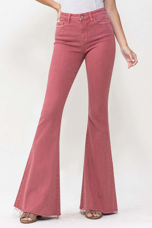 Cherry red flare jeans