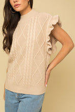 Load image into Gallery viewer, AMBER CABLE KNIT RUFFLE SWEATER VEST