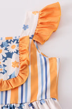 Load image into Gallery viewer, Orange floral print ruffle dress