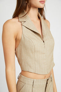 LILLIAN HALTER NECK TOP WITH OPEN BACK