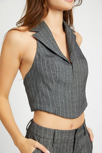 LILLIAN HALTER NECK TOP WITH OPEN BACK