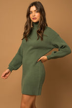 Load image into Gallery viewer, Country Christmas Turtle Neck Balloon Sleeve Sweater Dress