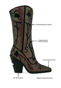 South Point Glimmer Rhinestones Embellished Shimmer Calf Boots