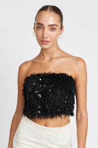 FANNY RAE FEATHER TUBE TOP