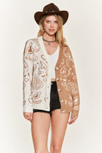 Load image into Gallery viewer, Heart paisley and Color block cardigan