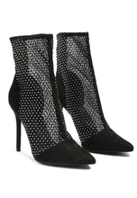Load image into Gallery viewer, Jazz Rhinestone Embellished Mesh Stiletto Boots