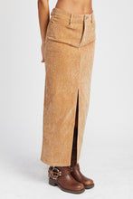Load image into Gallery viewer, CORDUROY MID SKIRT WITH FRONT SLIT