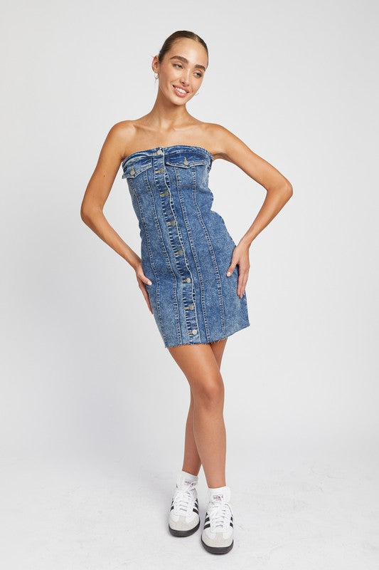 Artesia BUTTON DOWN TUBE DENIM DRESS