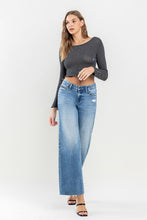 Load image into Gallery viewer, Mid Rise Raw Hem Wide Leg Jeans