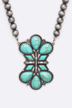 Load image into Gallery viewer, Turquosie Squash Blossom Pendant Beads Necklace