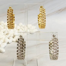 Load image into Gallery viewer, Golden Watch Band Hoop Earrings