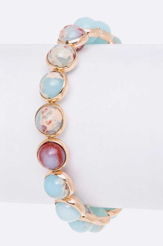 Genuine Stone Beads Stretch Bracelet