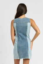 Load image into Gallery viewer, COLOR BLOCK DENIM MINI DRESS