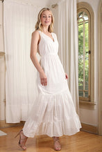 Load image into Gallery viewer, Emilie Embroidered white V neckline tiered dress