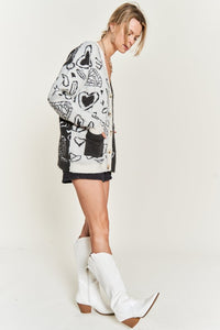 Heart paisley and Color block cardigan