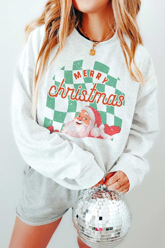 CHECKER MERRY CHRISTMAS SANTA Graphic Sweatshirt