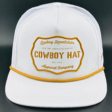 Load image into Gallery viewer, “Cowboy Hat” Patch Rope Trucker Hat - White
