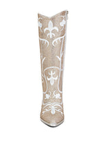 Load image into Gallery viewer, South Point Glimmer Rhinestones Embellished Shimmer Calf Boots