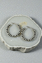 Load image into Gallery viewer, Beaded Silver Hoop Earrings