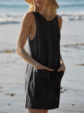 Load image into Gallery viewer, Round Neck Sleeveless Romper with Pockets