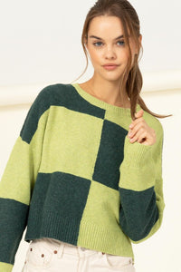 CLUB LONG SLEEVE COLOR-BLOCK SWEATER