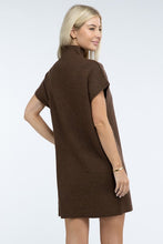 Load image into Gallery viewer, Mock Neck Short Sleeve Sweater Dress with Pocket