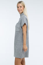 Load image into Gallery viewer, Mock Neck Short Sleeve Sweater Dress with Pocket