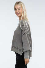 Load image into Gallery viewer, Washed Side Slit Oversized Cropped Sweater