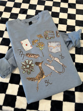 Load image into Gallery viewer, Roadrunner Collage - Blue Crewneck