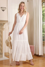 Load image into Gallery viewer, Emilie Embroidered white V neckline tiered dress
