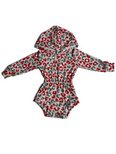 Load image into Gallery viewer, Christmas leopard Ribbed Hooded romper