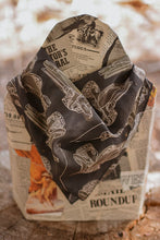 Load image into Gallery viewer, Western Saddle in Arena Brown Silk Scarf Wild Rag