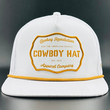 Load image into Gallery viewer, “Cowboy Hat” Patch Rope Trucker Hat - White