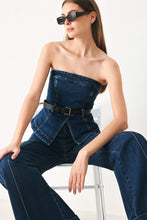 Load image into Gallery viewer, SKYLINE FLARE DENIM TUBE TOP